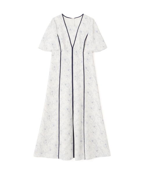 新品【月額制レンタル|プレミアムプラン対象】配色ライン花柄ワンピース / PROPORTION BODY DRESSING